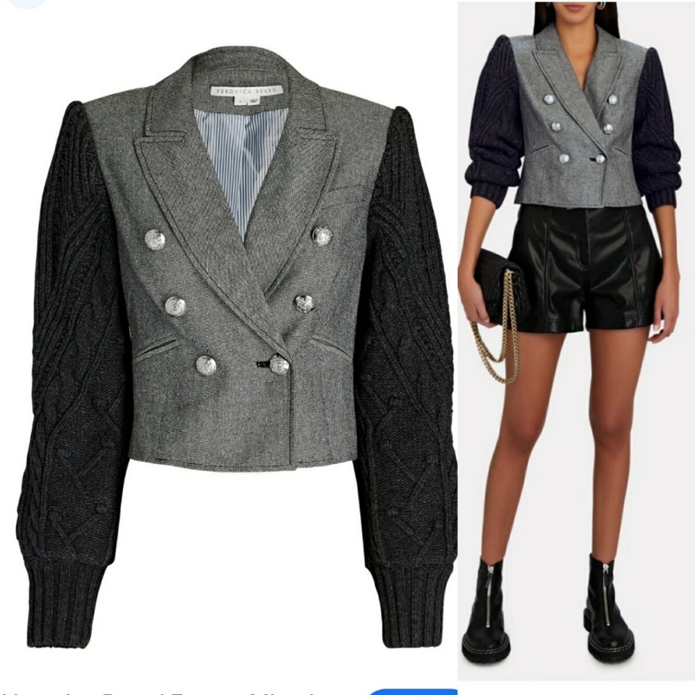 Veronica Beard blazer Eamon Mixed Media Double Breasted Jacket size 6 new